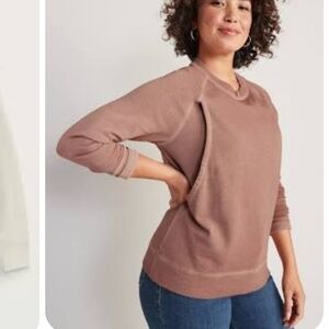XXL Old Navy Vintage Feel BF Nursing Sweatshirt Tan Maternity